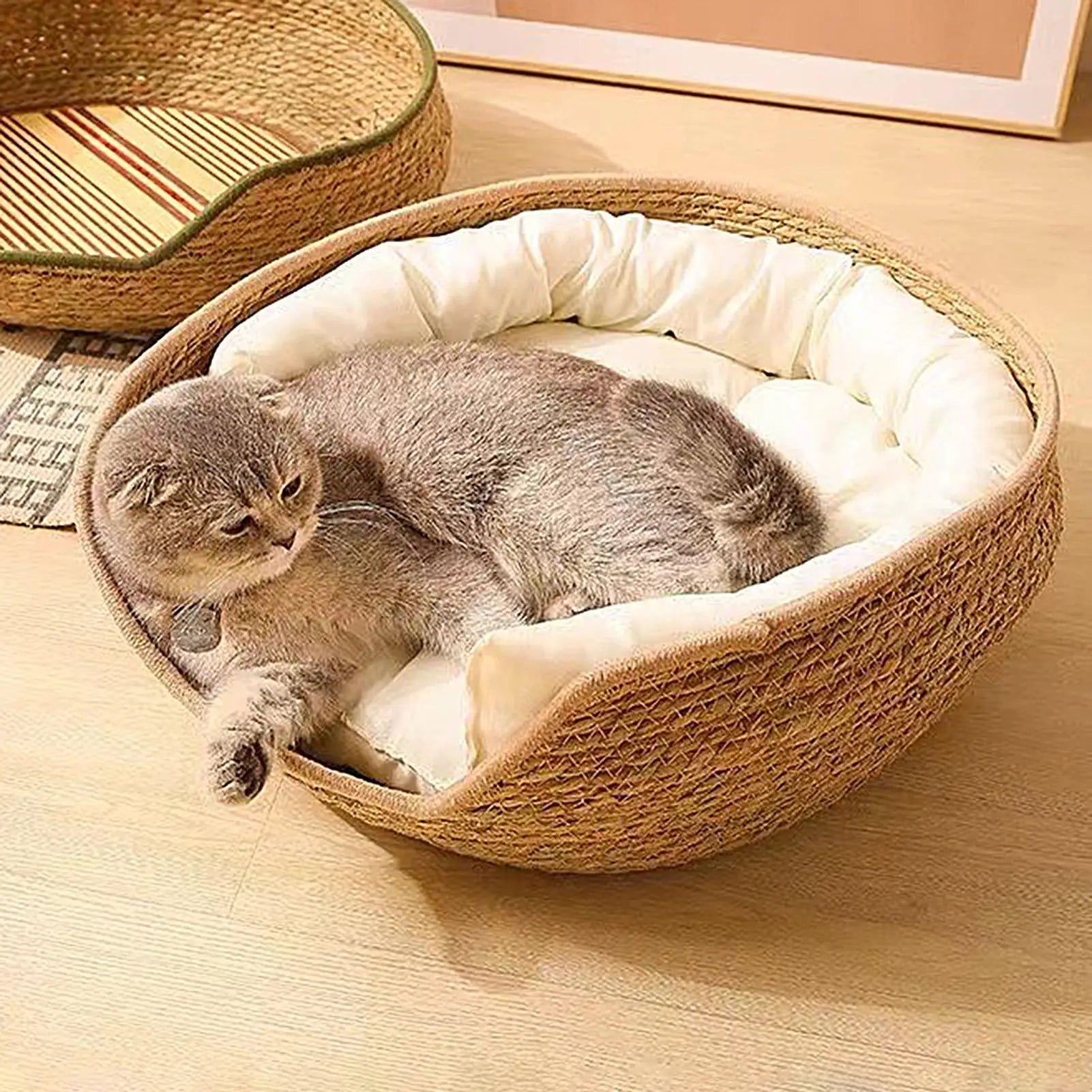 Woven Cotton Rope Cat Bed
