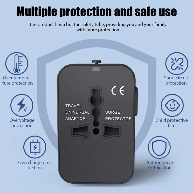 Universal Travel Adapter with Dual USB Ports