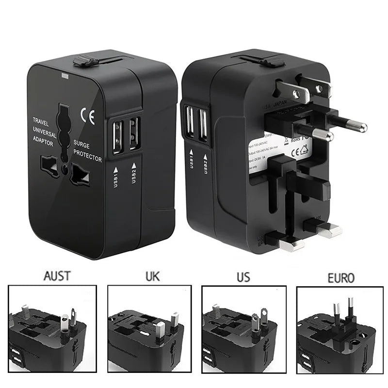 Universal Travel Adapter with Dual USB Ports