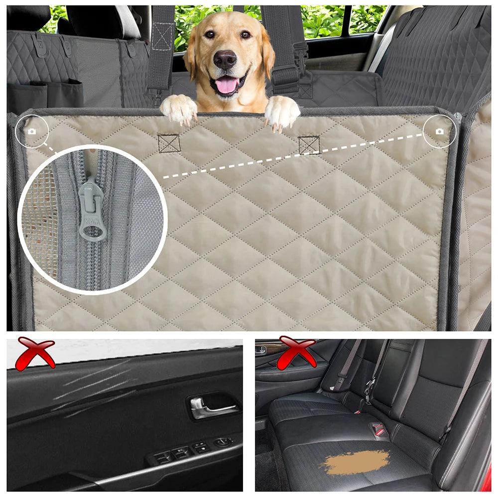 Dog Carriers Waterproof Rear Back Pet Dog Car Seat Cover Mats Hammock Protector with Safety Belt for Car and Large Suvs, Trucks